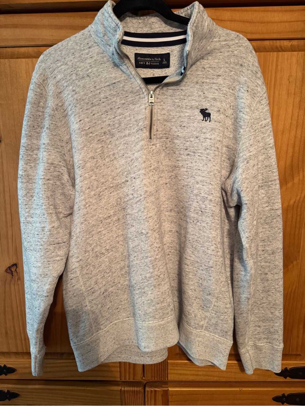 Abercrombie & Fitch Light Gray Heather Quarter-Zip Pullover